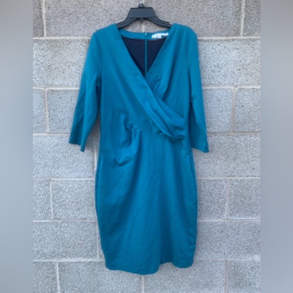 Boden MIDI. Dress Bodycon Lined Blue Turquoise Work Office Size UK12 US 12R